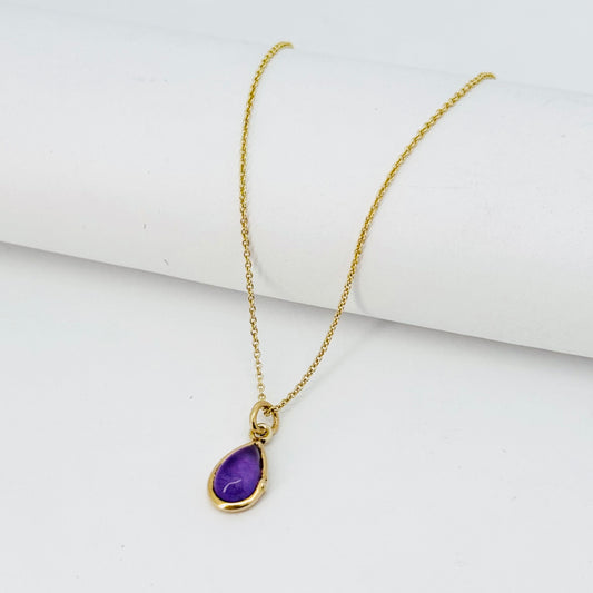 Special Order - Teardrop Amethyst 24k Gold Plated Necklace