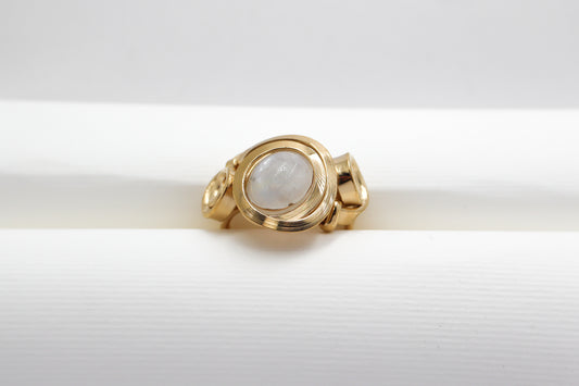 Gala Moonstone Gold Plated Solid Sterling Silver Ring