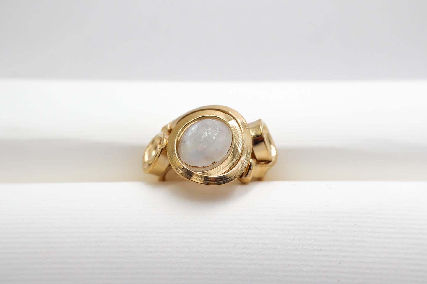 Gala Moonstone Gold Plated Solid Sterling Silver Ring