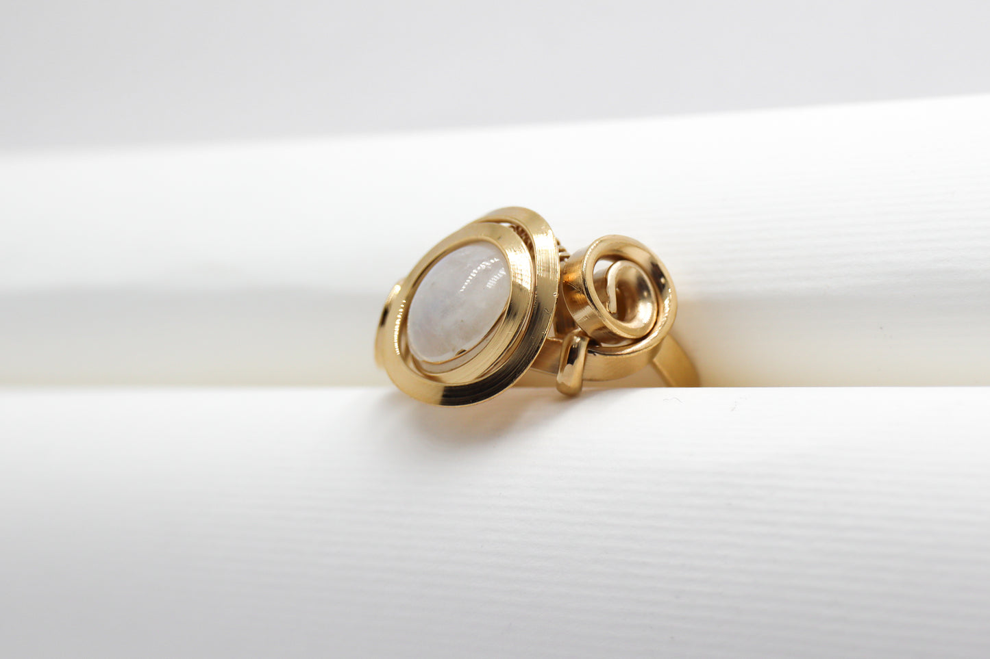 Gala Moonstone Gold Plated Solid Sterling Silver Ring