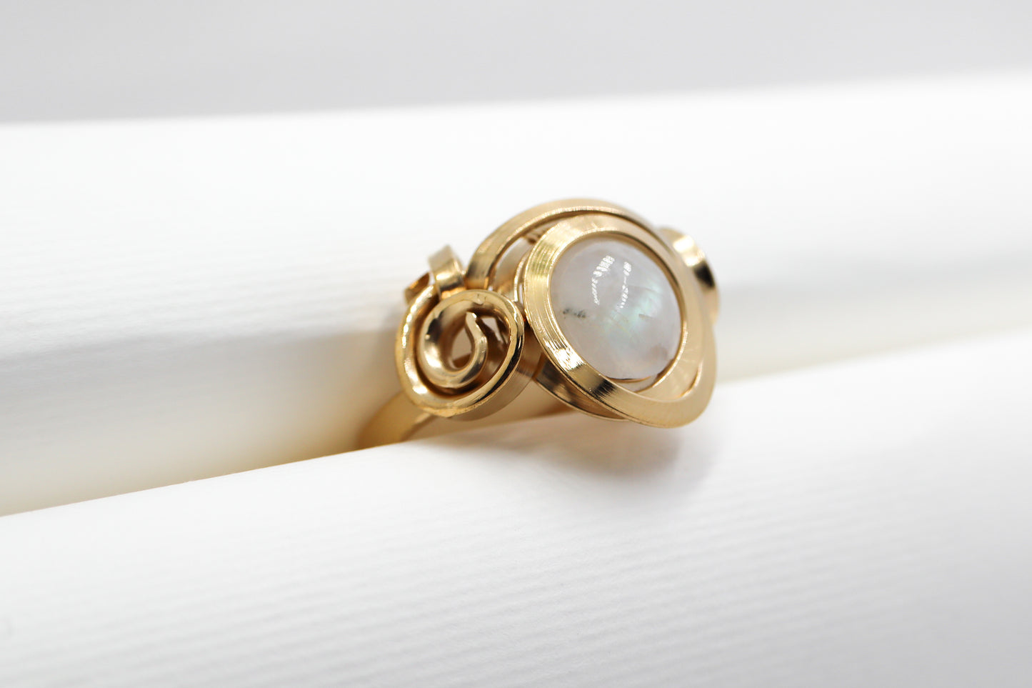 Gala Moonstone Gold Plated Solid Sterling Silver Ring