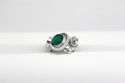 Gala Green Aventurine Solid Sterling Silver Ring