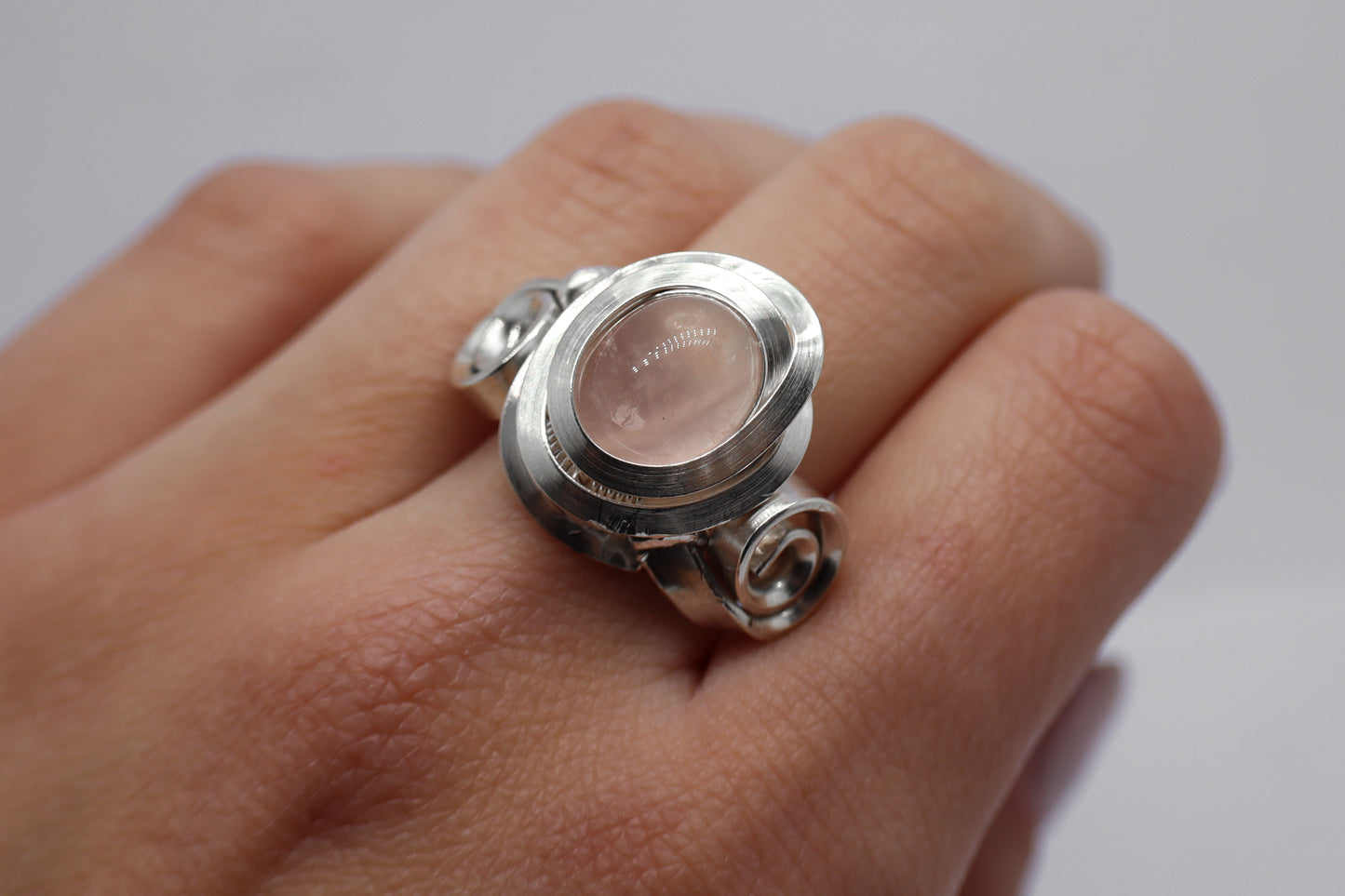 Gala Rose Quartz Solid Sterling Silver Ring