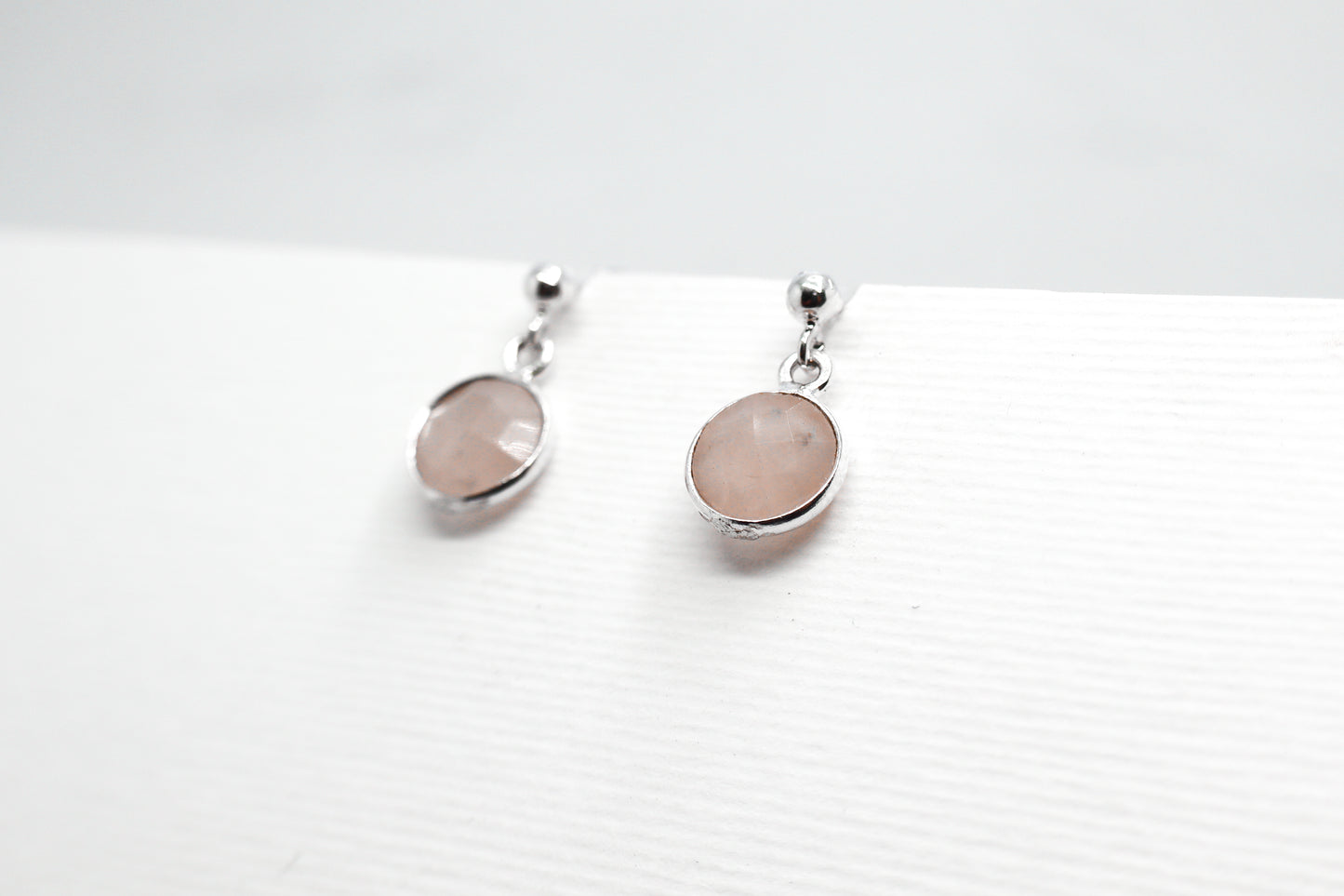 Quartz Rose Sterling Silver Earring