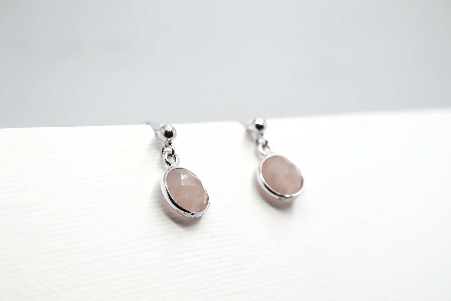 Quartz Rose Sterling Silver Earring