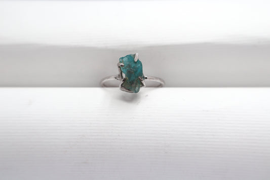 Raw Blue Topaz Sterling Silver Ring