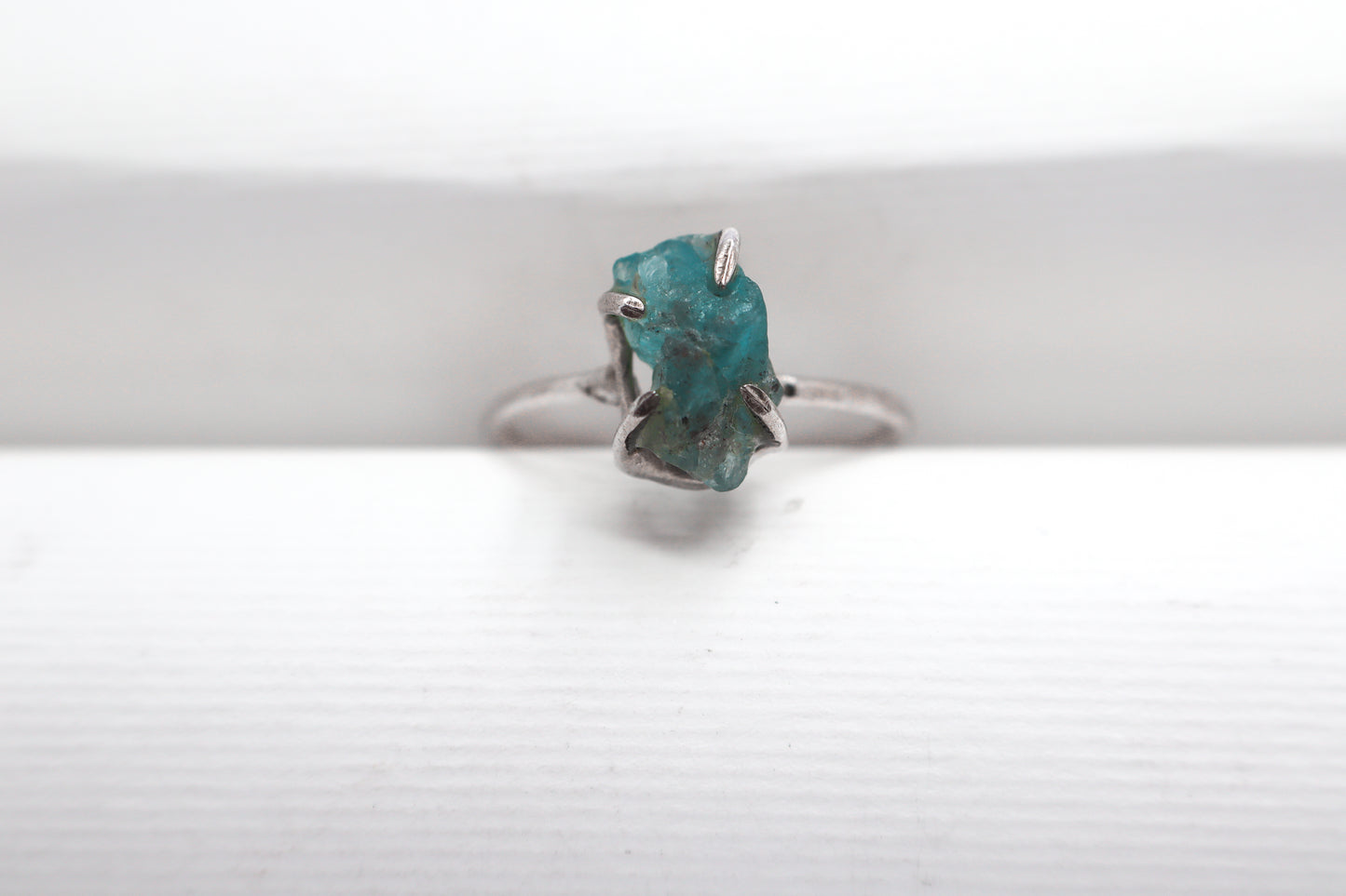 Raw Blue Topaz Sterling Silver Ring