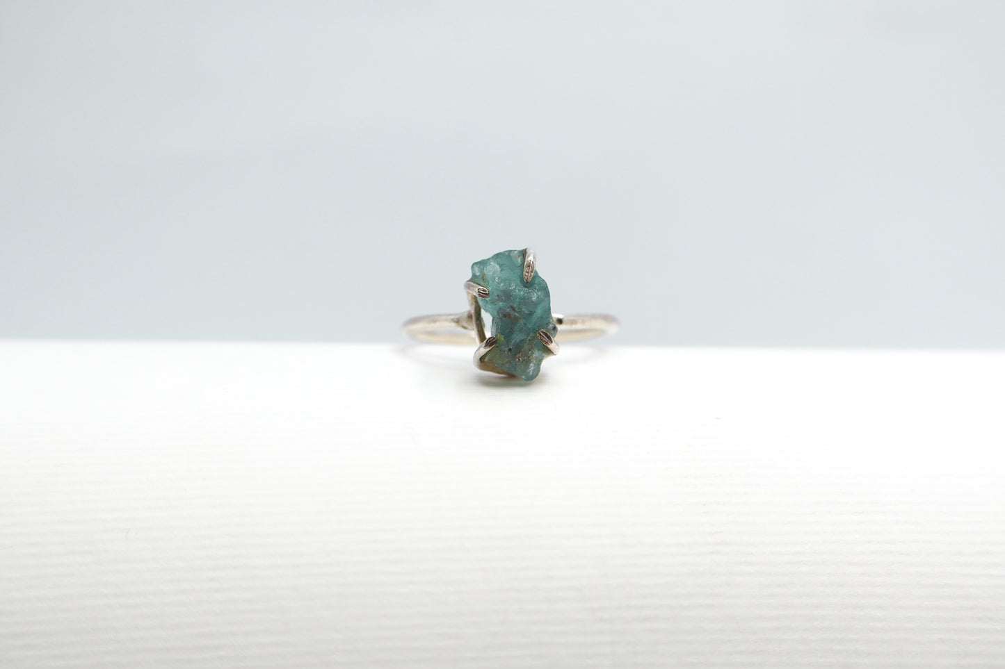 Raw Blue Topaz Sterling Silver Ring