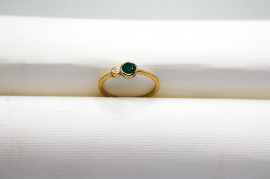 Green Aventurine Gold Plated Solid Sterling Silver Ring