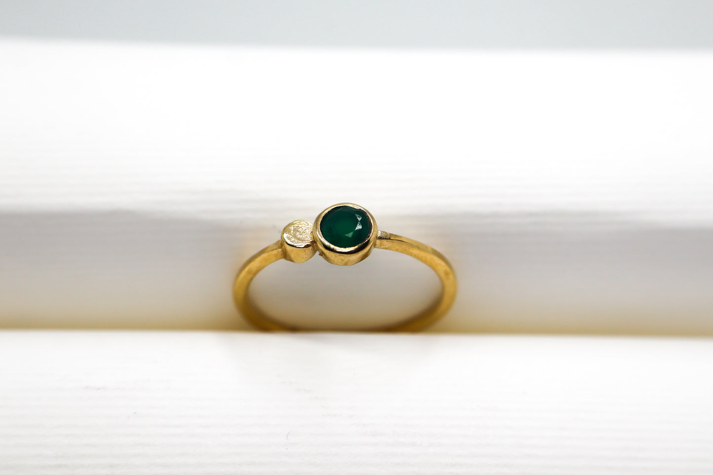 Green Aventurine Gold Plated Solid Sterling Silver Ring