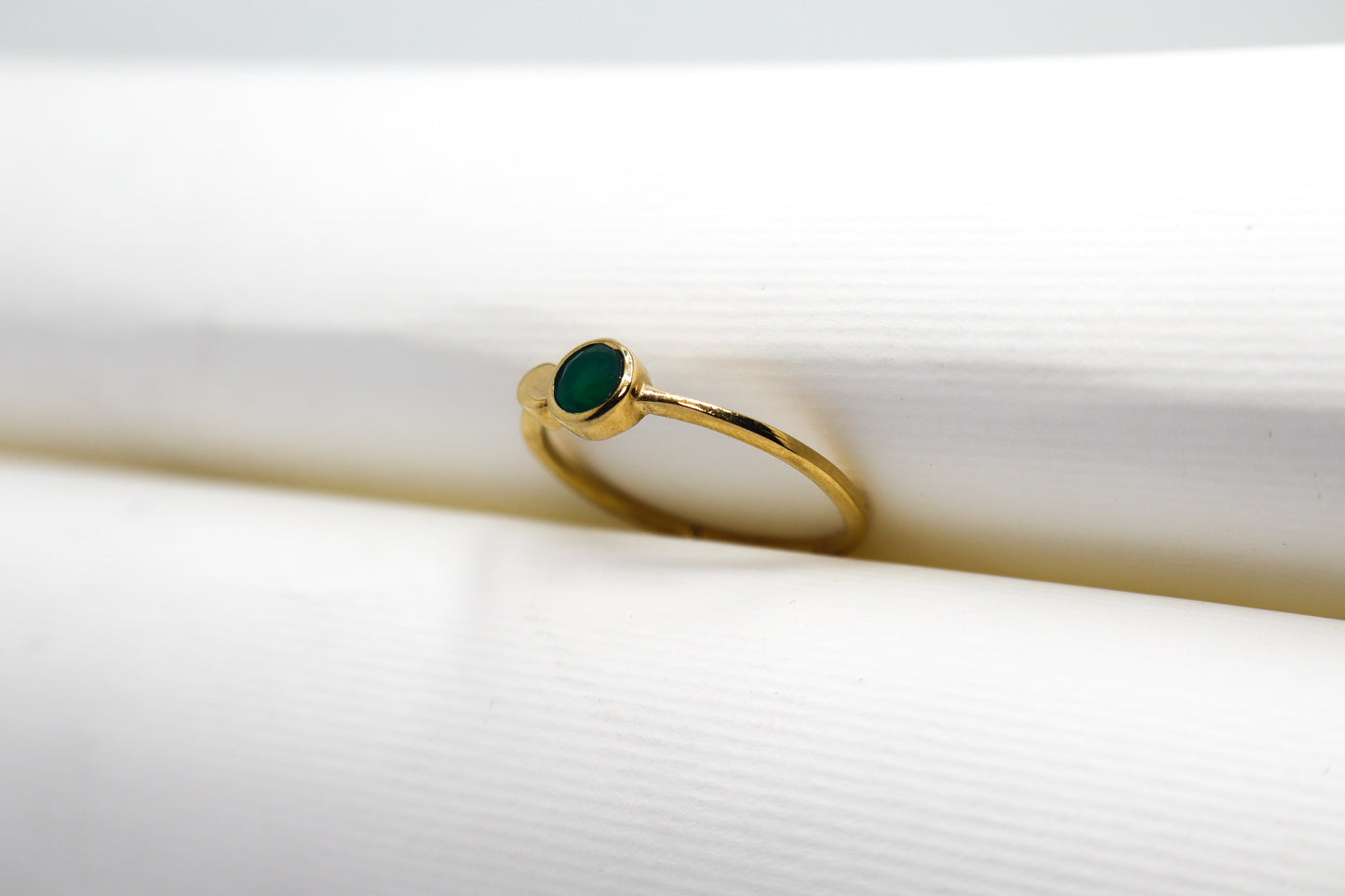 Green Aventurine Gold Plated Solid Sterling Silver Ring