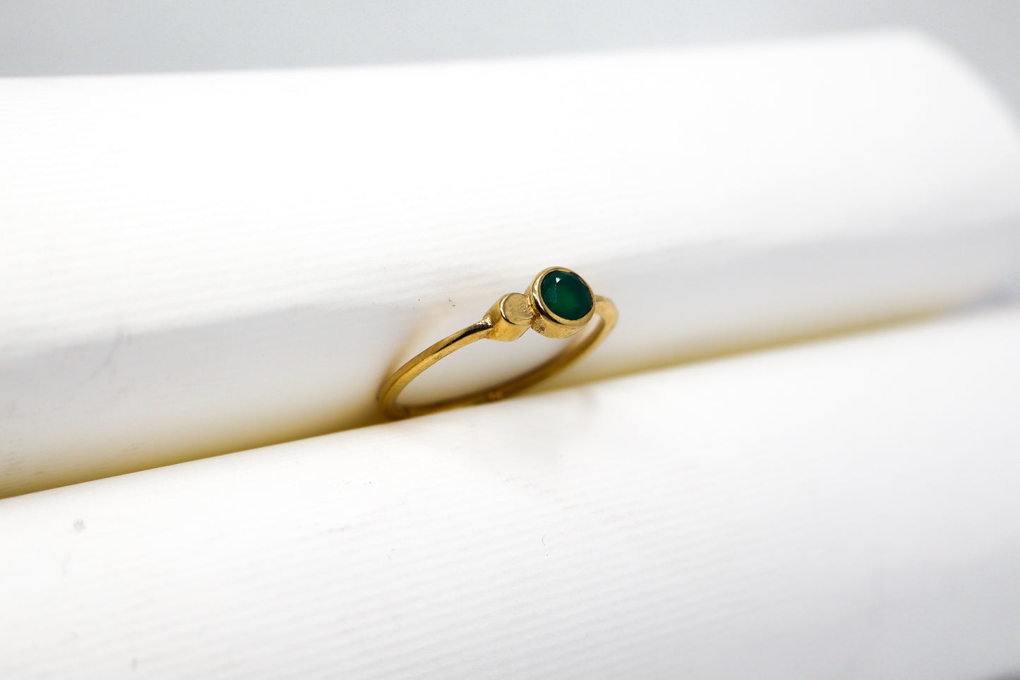 Green Aventurine Gold Plated Solid Sterling Silver Ring