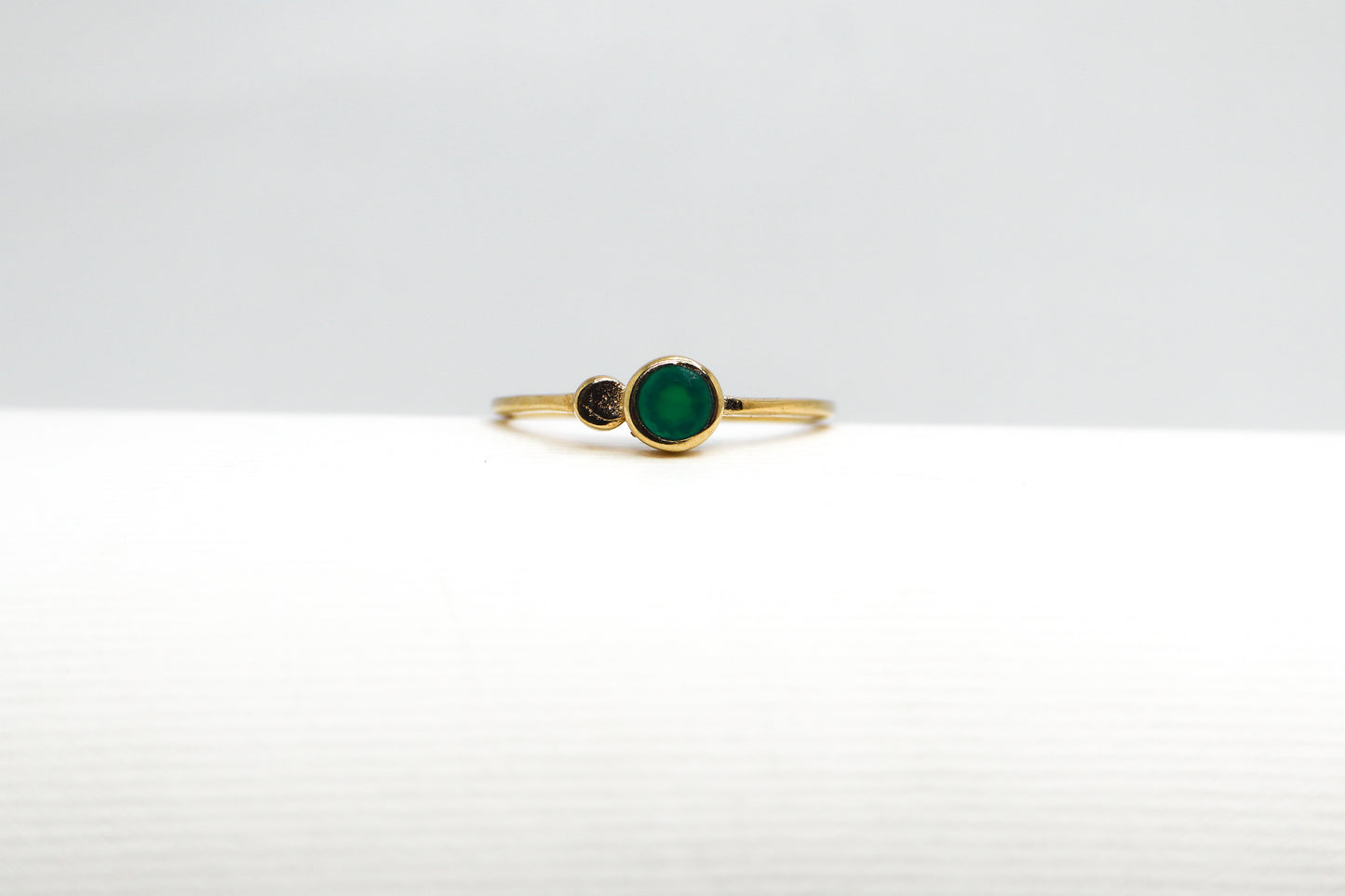 Green Aventurine Gold Plated Solid Sterling Silver Ring