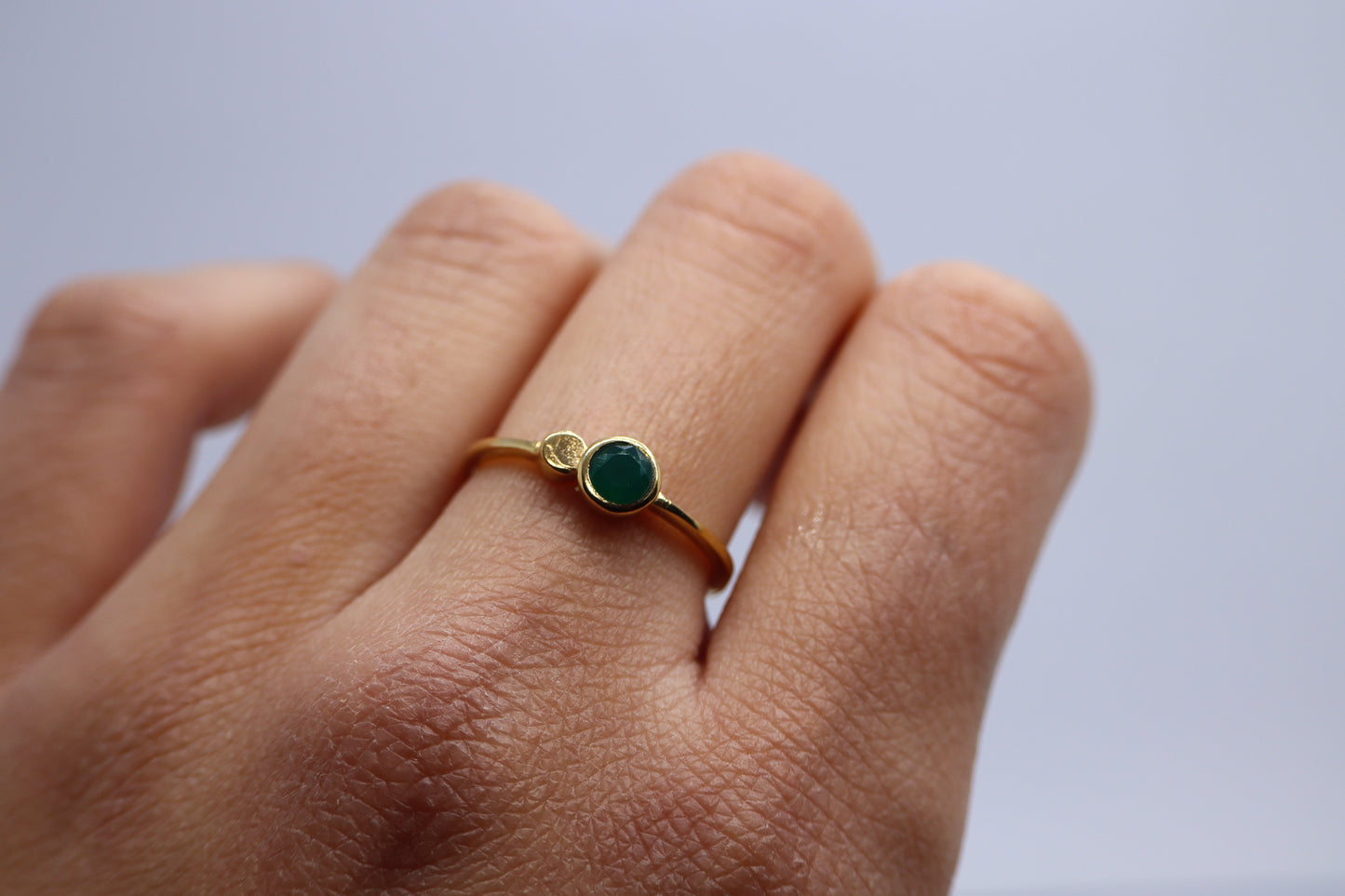 Green Aventurine Gold Plated Solid Sterling Silver Ring