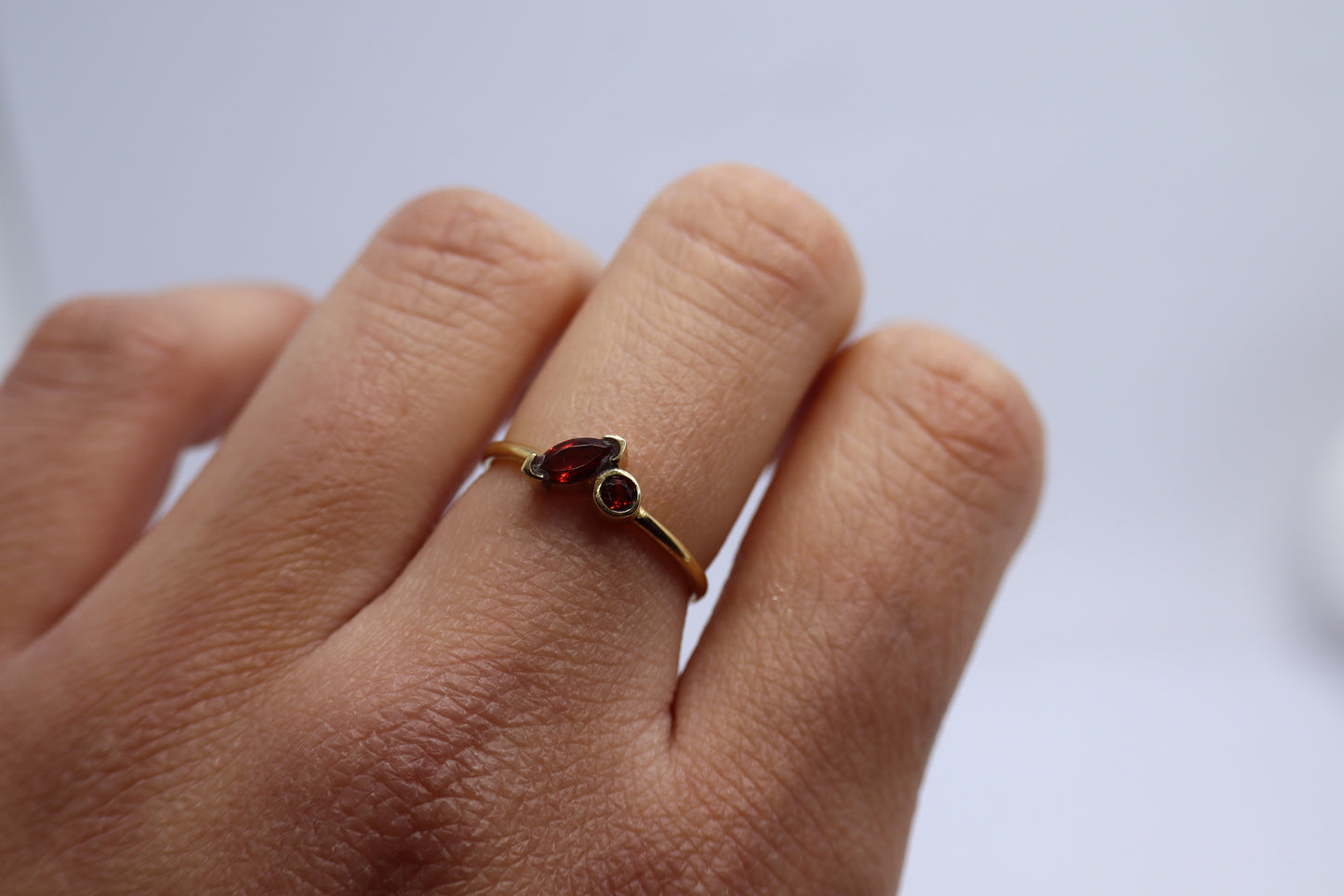 Garnet Gold Plated Solid Sterling Silver Ring