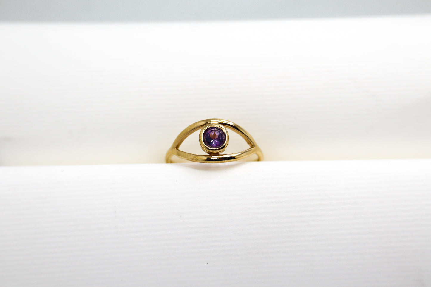 Amethyst Gold Plated Solid Sterling Silver Ring