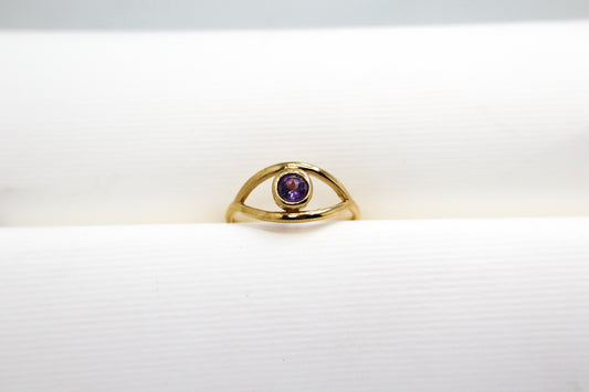 Amethyst Gold Plated Solid Sterling Silver Ring