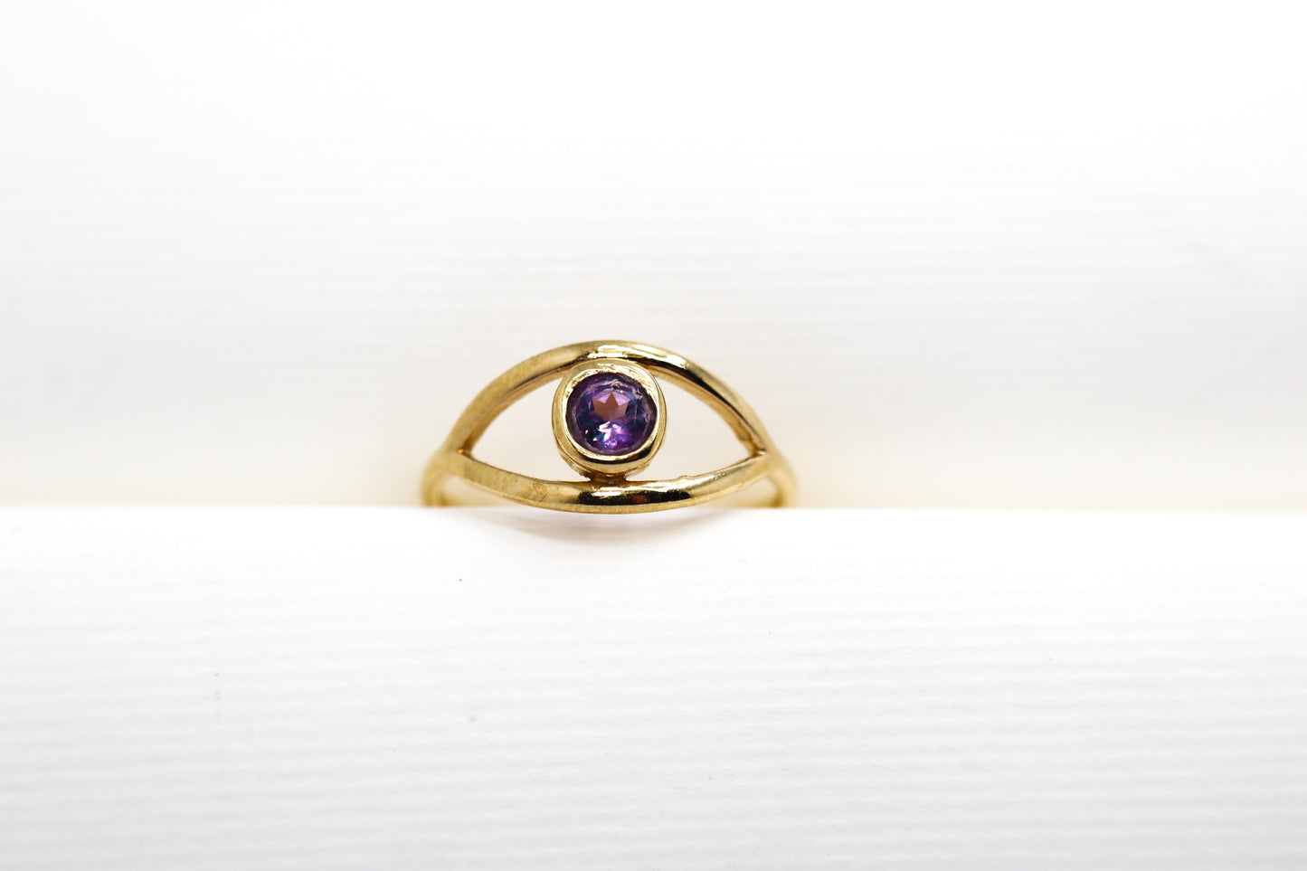 Amethyst Gold Plated Solid Sterling Silver Ring