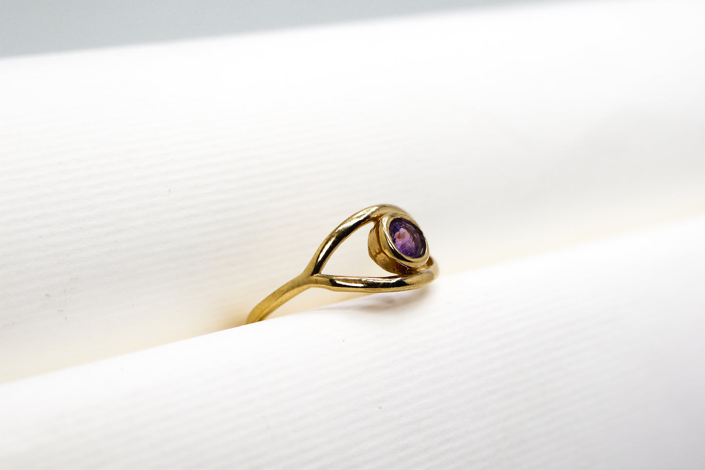 Amethyst Gold Plated Solid Sterling Silver Ring