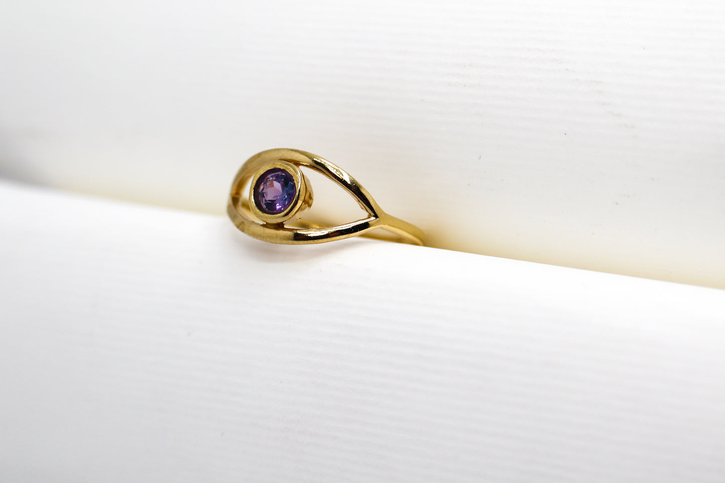 Amethyst Gold Plated Solid Sterling Silver Ring