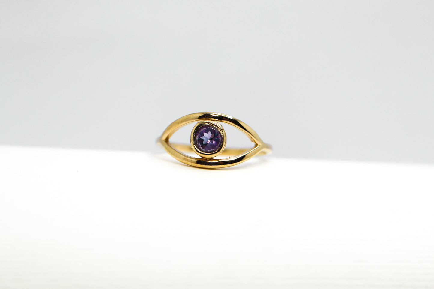 Amethyst Gold Plated Solid Sterling Silver Ring