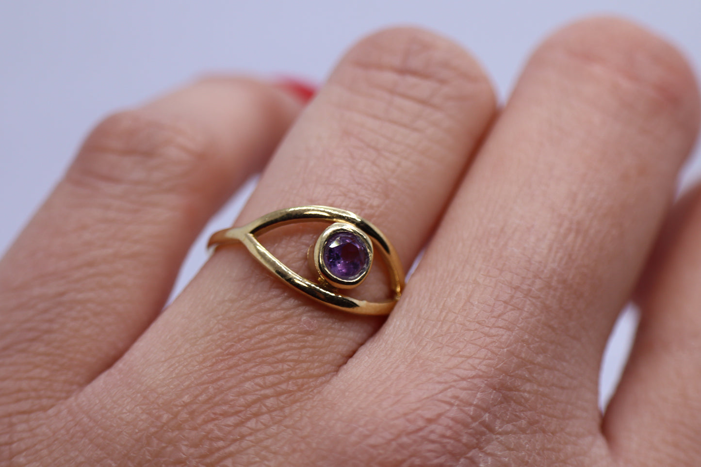 Amethyst Gold Plated Solid Sterling Silver Ring