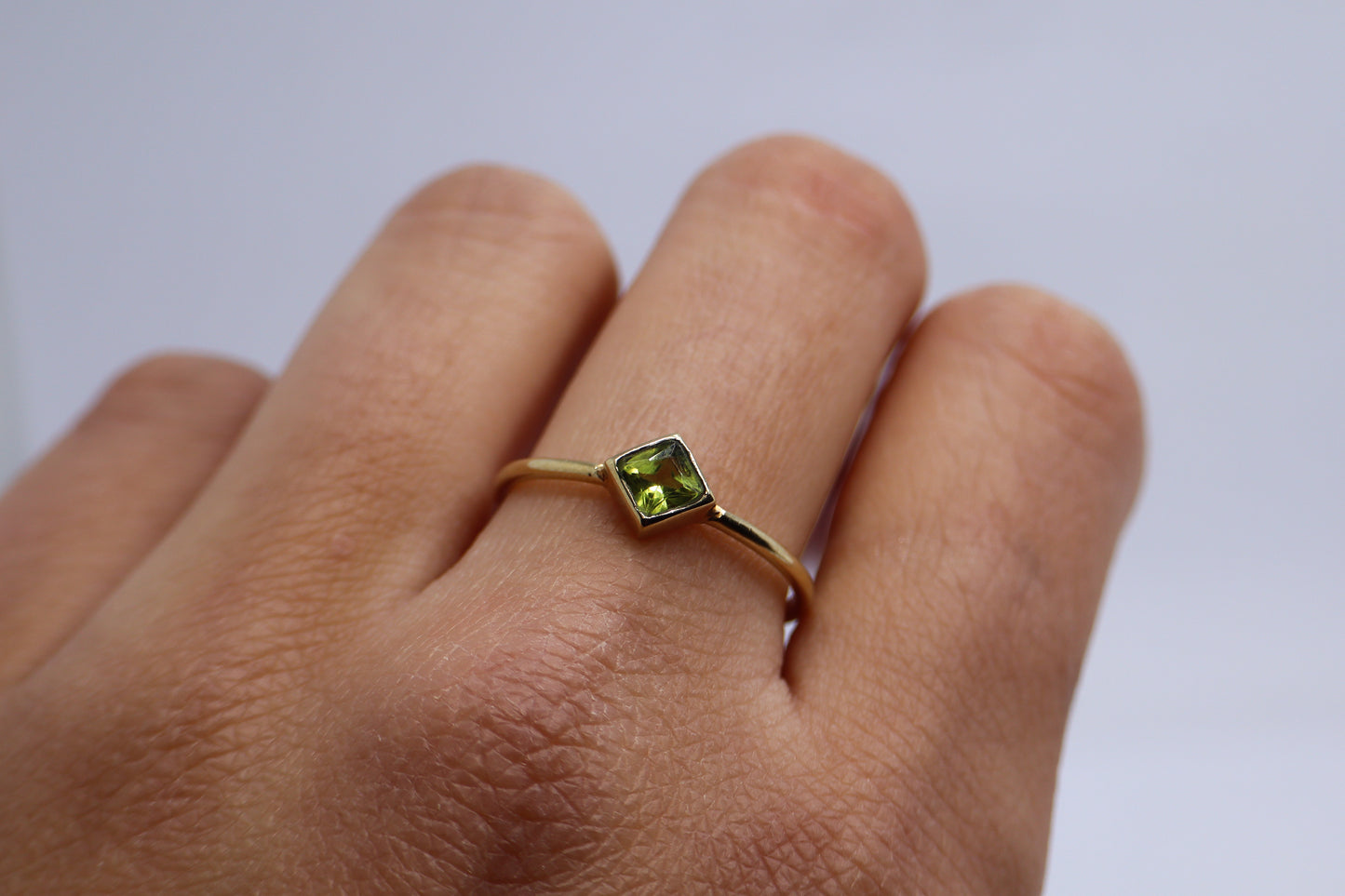 Peridot Gold Plated Solid Sterling Silver Ring