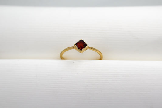 Garnet Gold Plated Solid Sterling Silver Ring