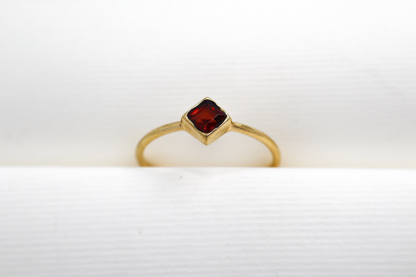 Garnet Gold Plated Solid Sterling Silver Ring