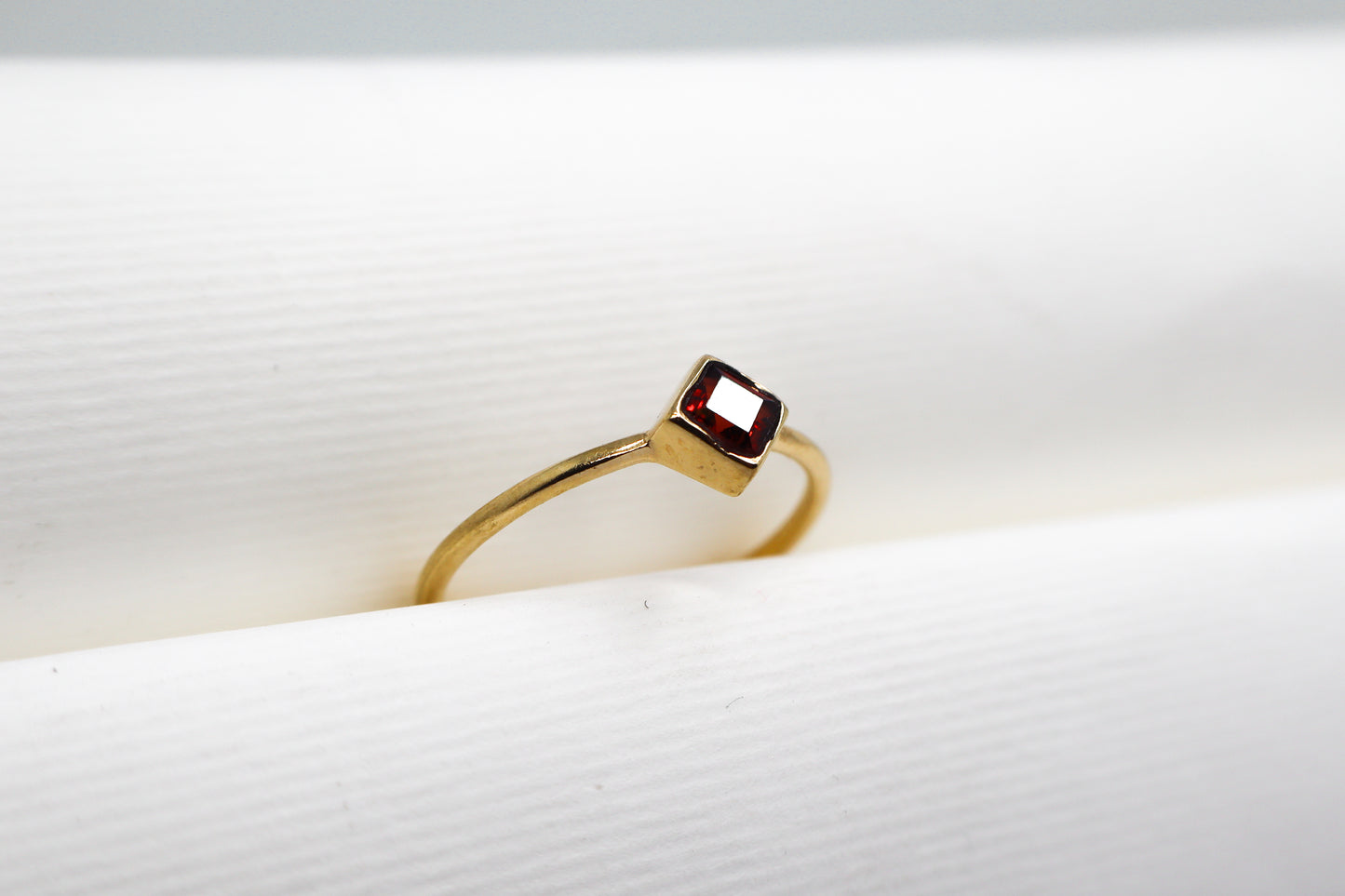 Garnet Gold Plated Solid Sterling Silver Ring