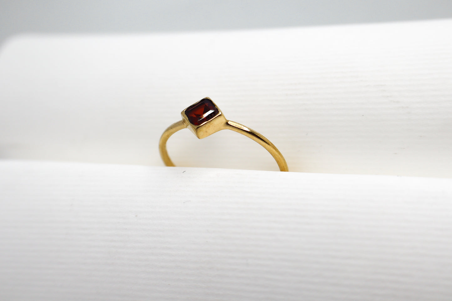 Garnet Gold Plated Solid Sterling Silver Ring