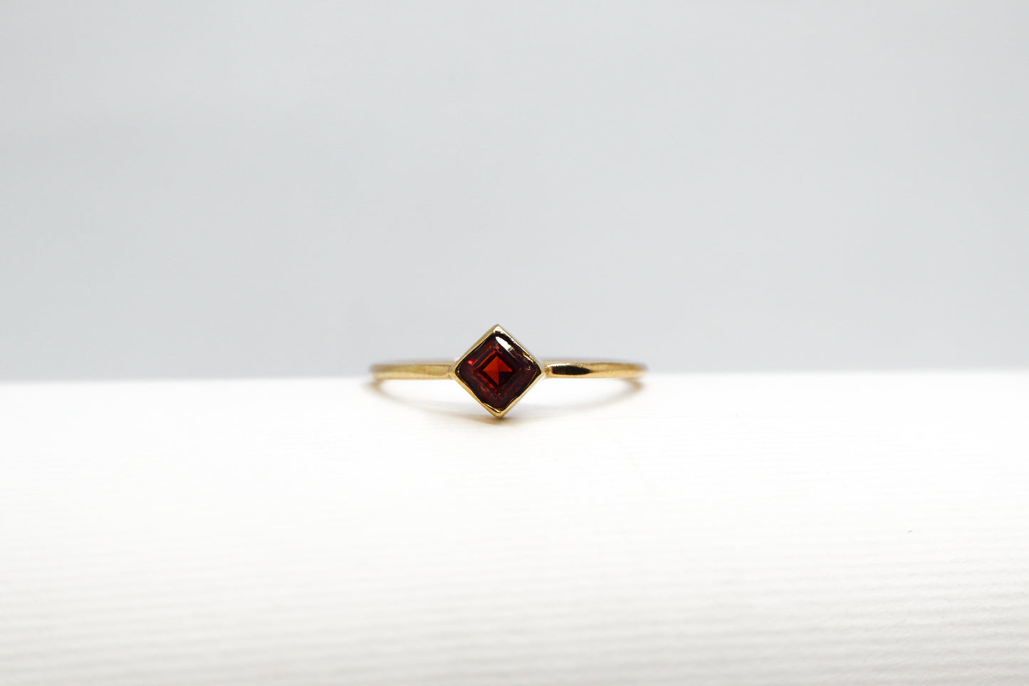 Garnet Gold Plated Solid Sterling Silver Ring