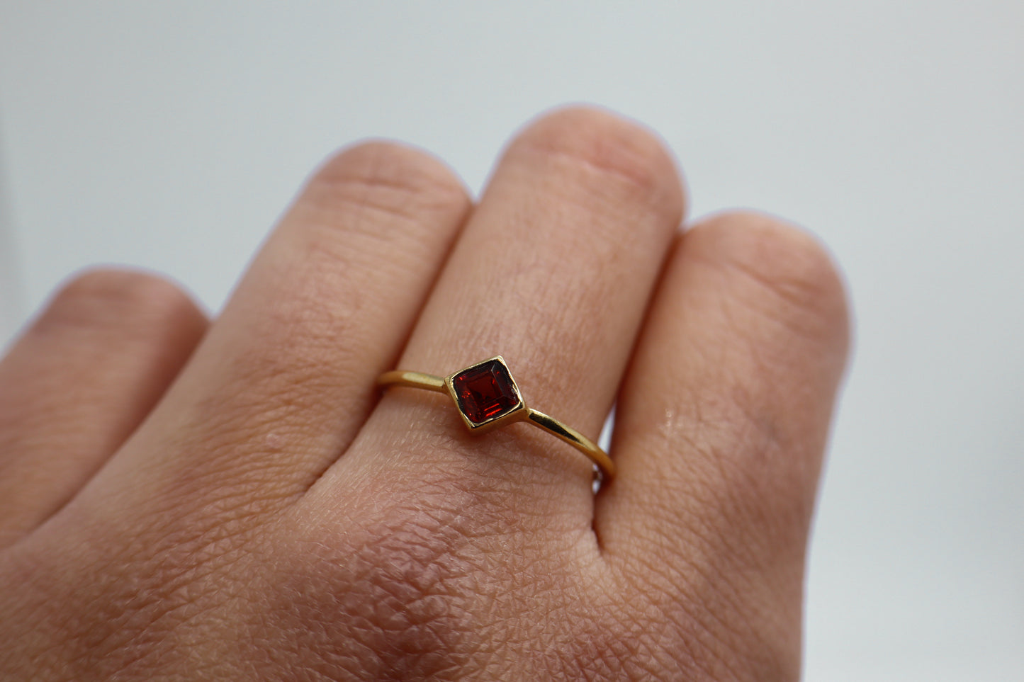 Garnet Gold Plated Solid Sterling Silver Ring