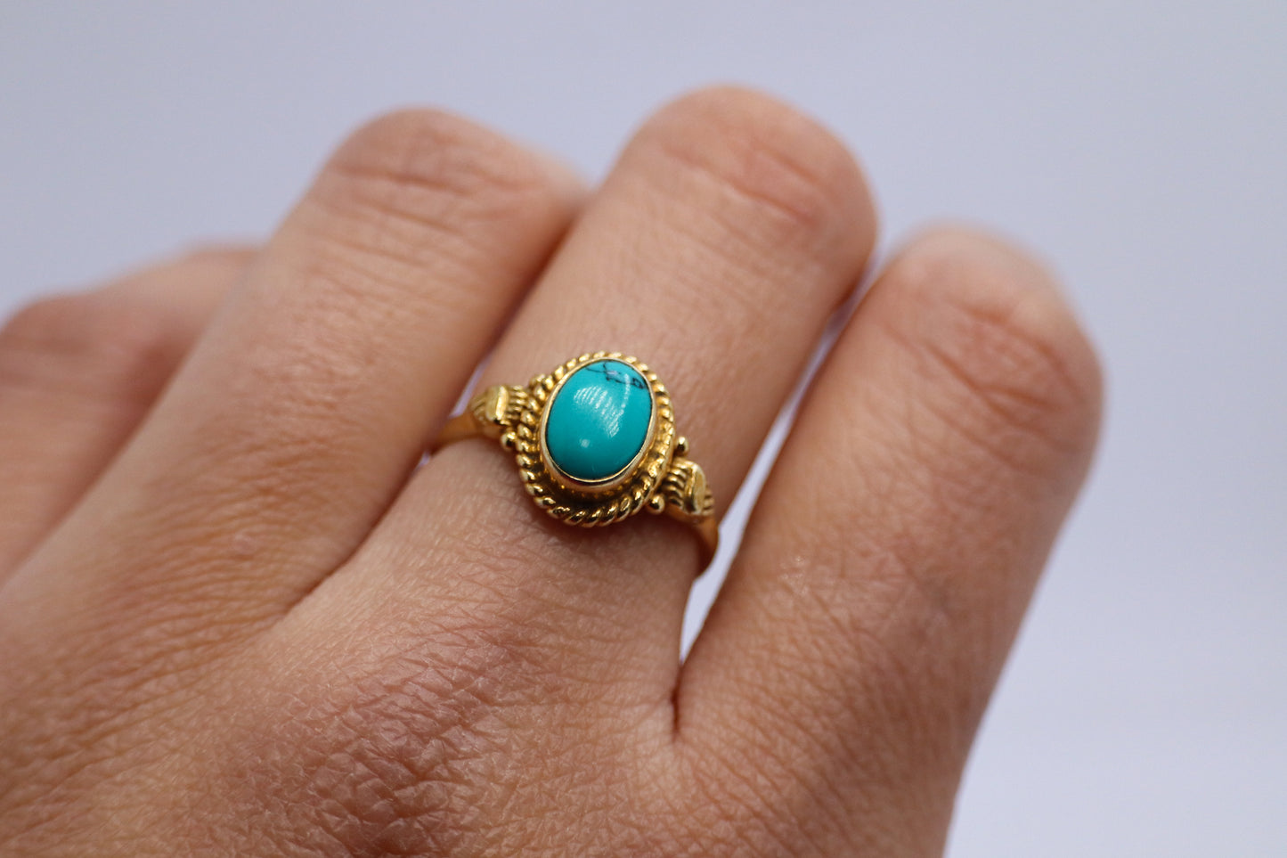 Turquoise Gold Plated Solid Sterling Silver Ring