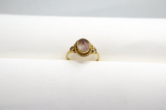 Quartz Rose Gold Plated Solid Sterling Silver Ring