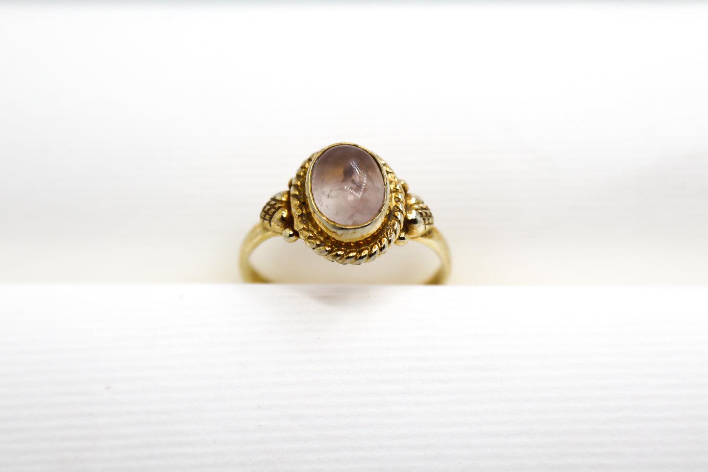 Quartz Rose Gold Plated Solid Sterling Silver Ring