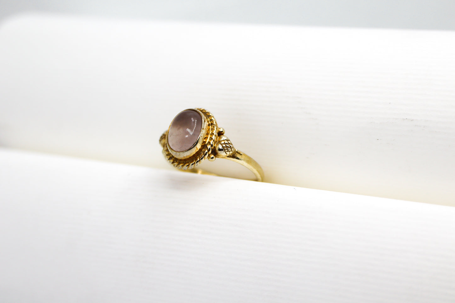 Quartz Rose Gold Plated Solid Sterling Silver Ring