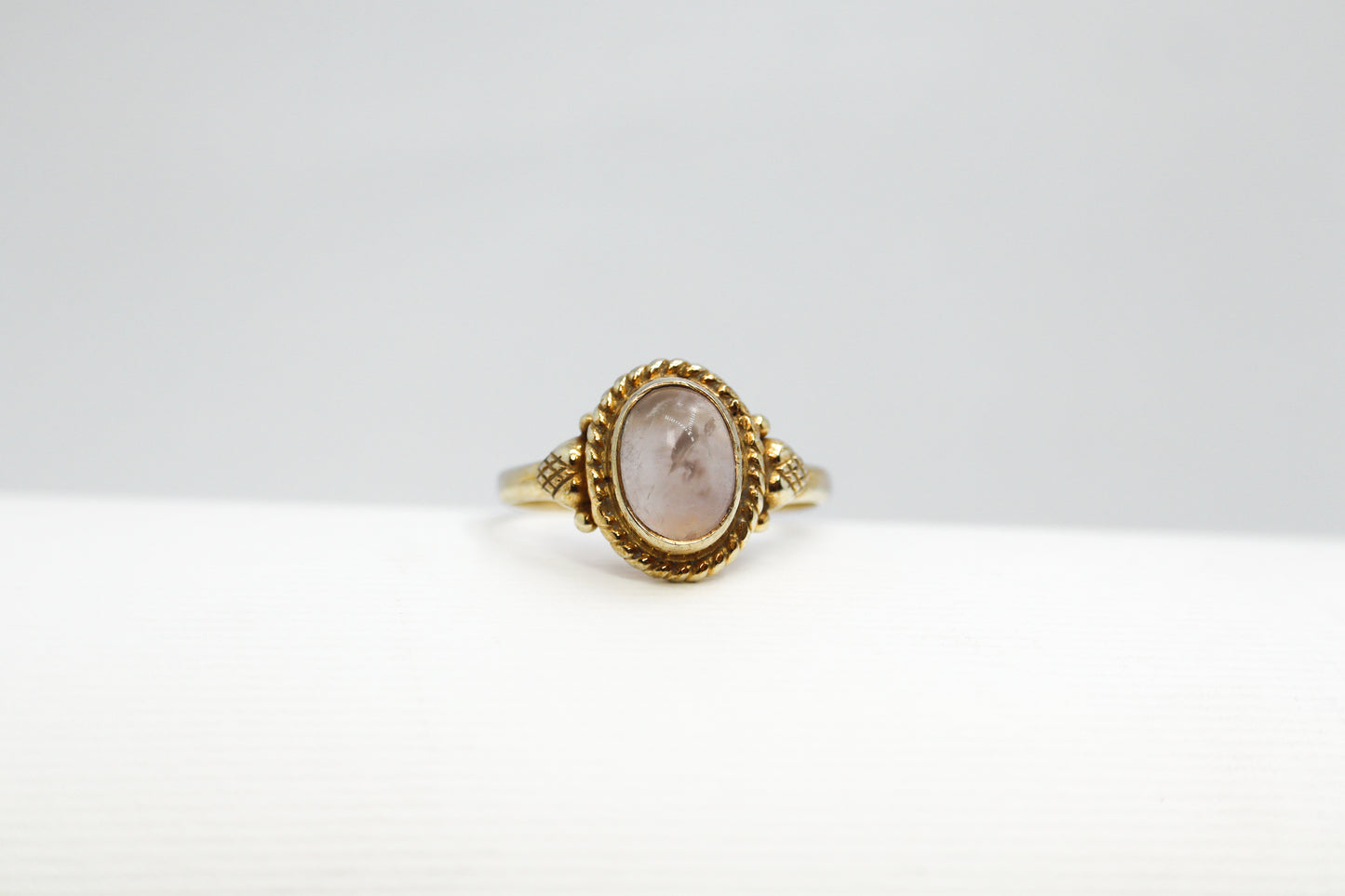 Quartz Rose Gold Plated Solid Sterling Silver Ring