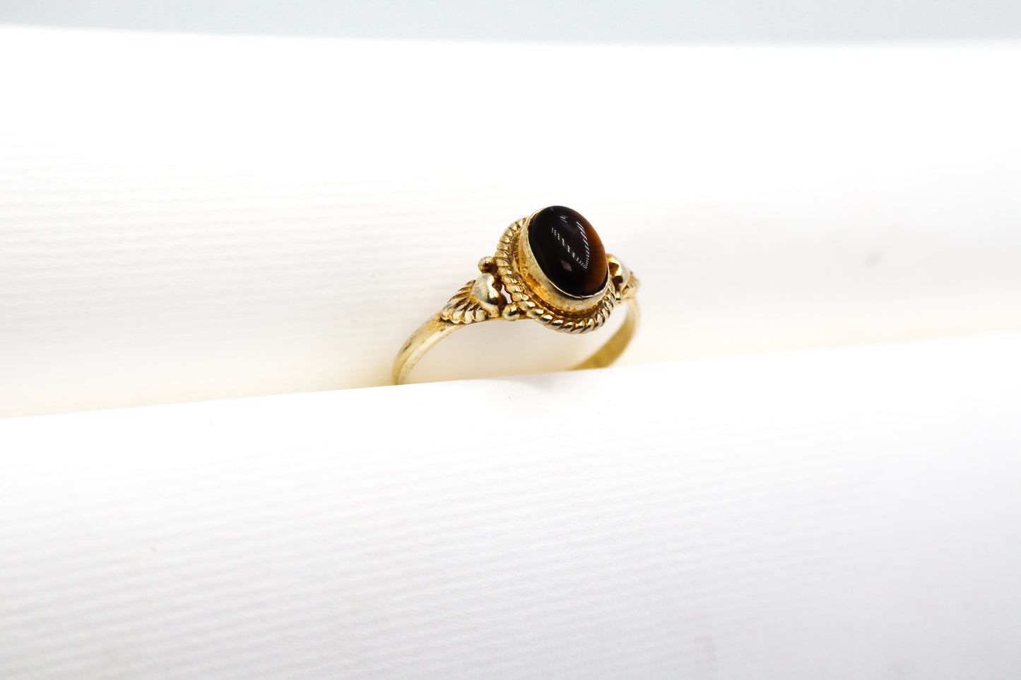 Tiger Eye Gold Plated Solid Sterling Silver Ring