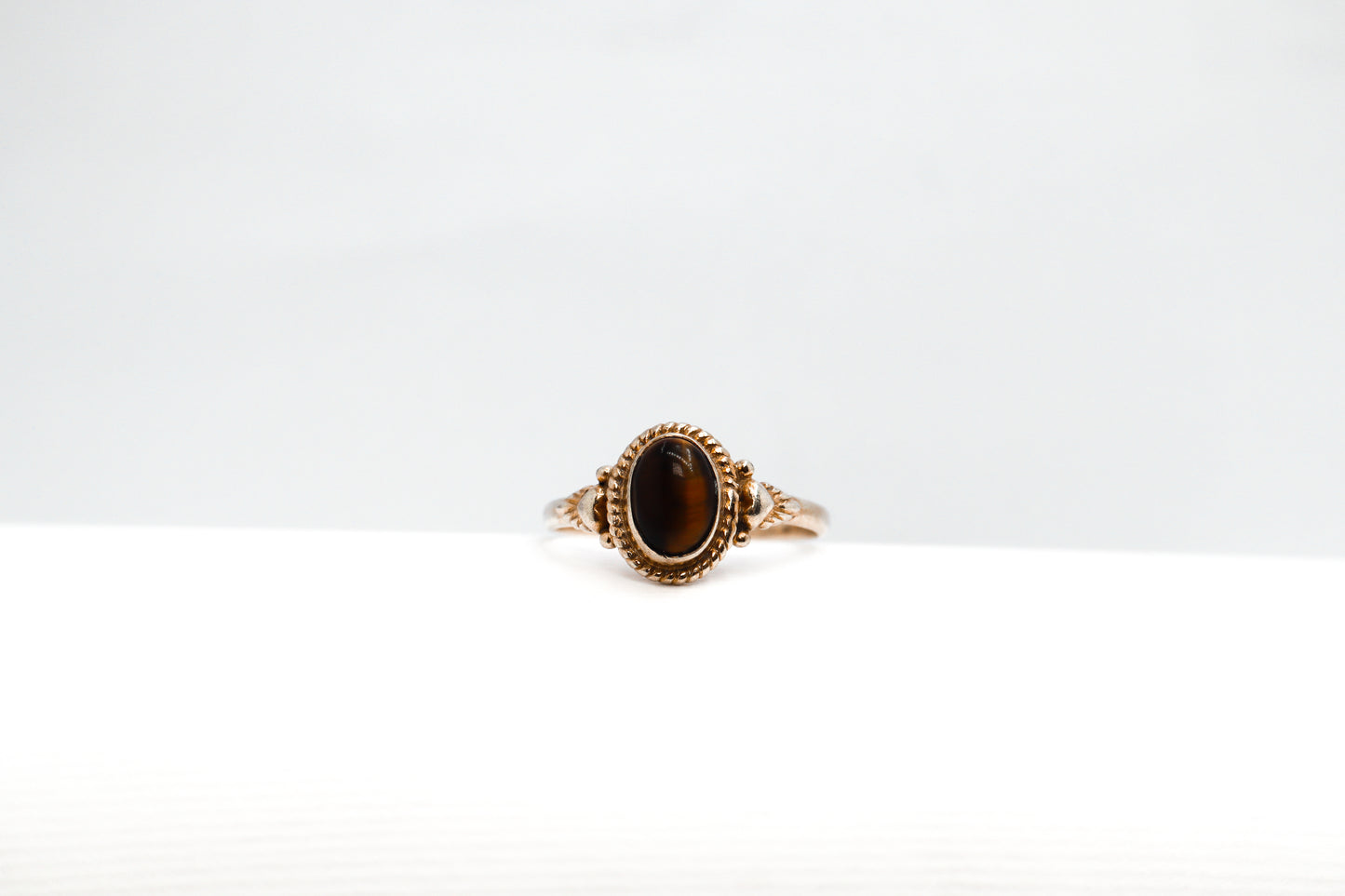 Tiger Eye Gold Plated Solid Sterling Silver Ring