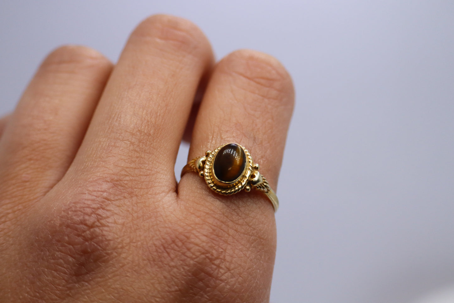 Tiger Eye Gold Plated Solid Sterling Silver Ring