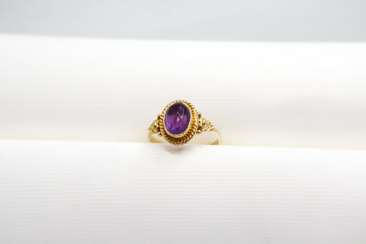 Amethyst Gold Plated Solid Sterling Silver Ring