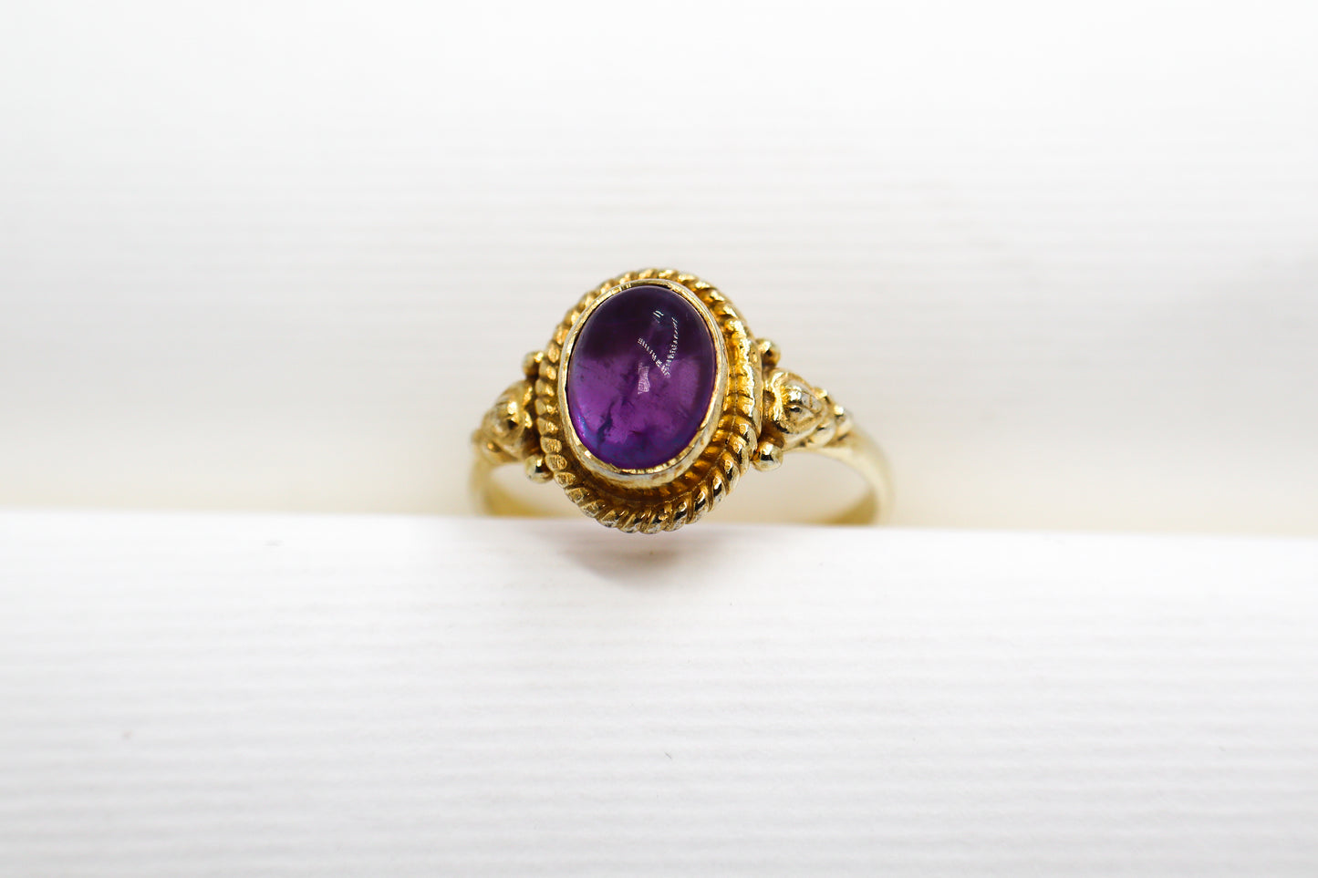 Amethyst Gold Plated Solid Sterling Silver Ring