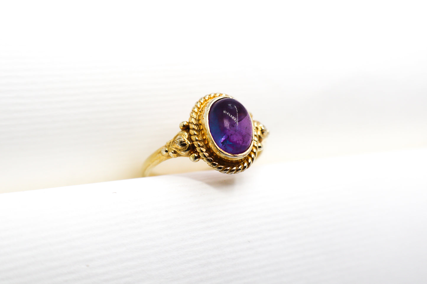 Amethyst Gold Plated Solid Sterling Silver Ring