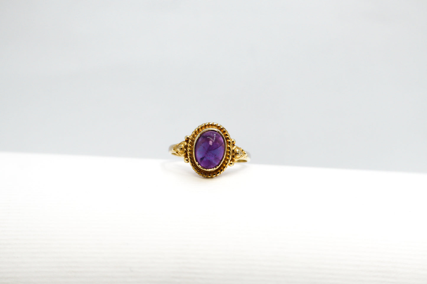 Amethyst Gold Plated Solid Sterling Silver Ring