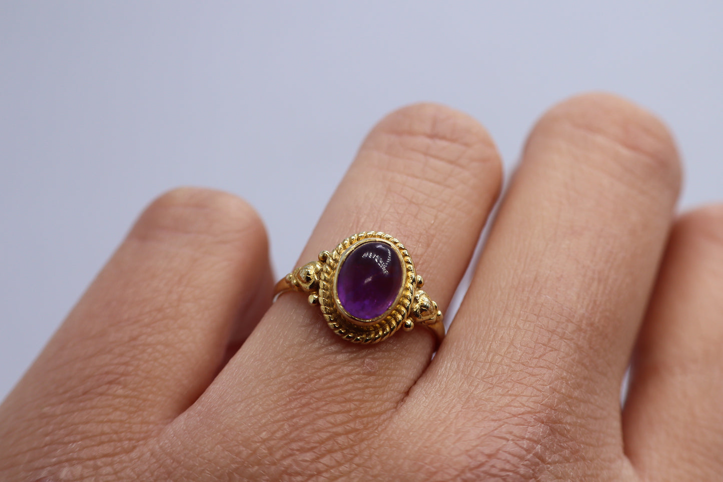 Amethyst Gold Plated Solid Sterling Silver Ring