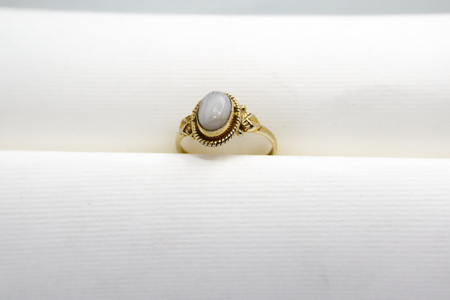 Moonstone Gold Plated Solid Sterling Silver Ring