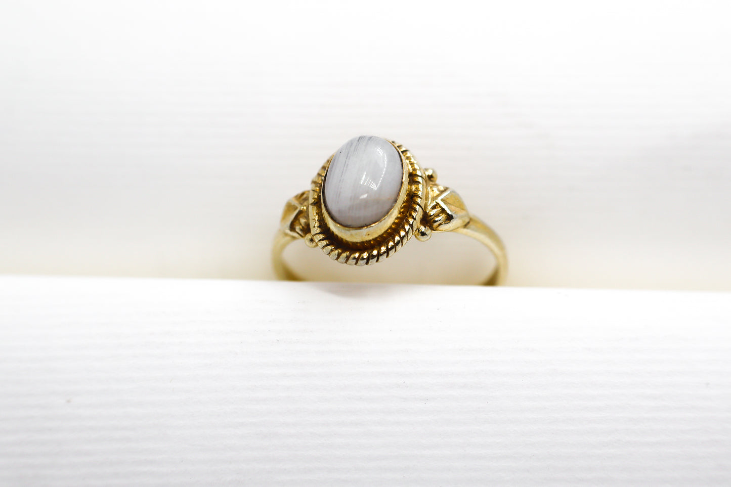 Moonstone Gold Plated Solid Sterling Silver Ring