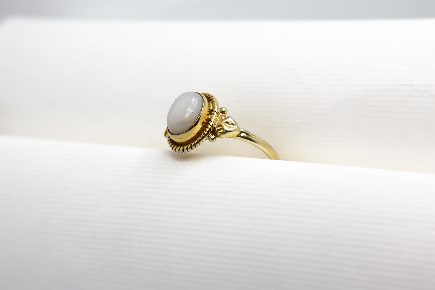 Moonstone Gold Plated Solid Sterling Silver Ring