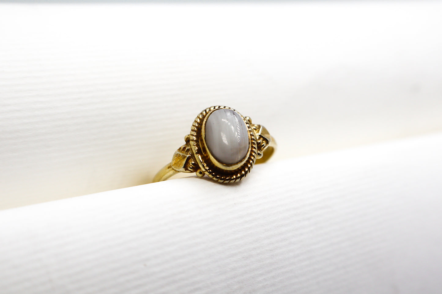 Moonstone Gold Plated Solid Sterling Silver Ring